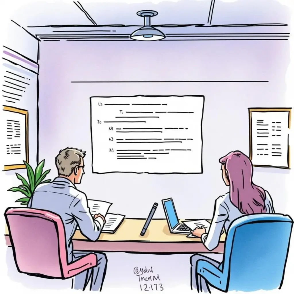 Policy breach notification creator: Draft notifications for policy breaches 1 Professionals collaborating on policy breach notifications in an office setting.