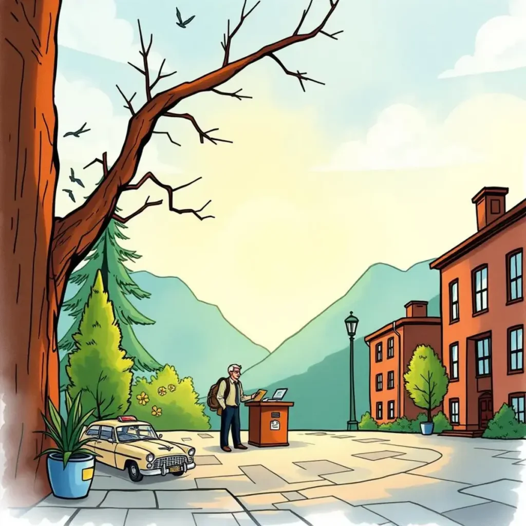 Policy compliance statement generator: Automatically draft compliance statements for policies 1 A professional reviewing compliance documents in a serene park setting.