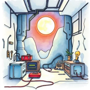 A bright room with equipment analyzing power consumption for embedded systems.