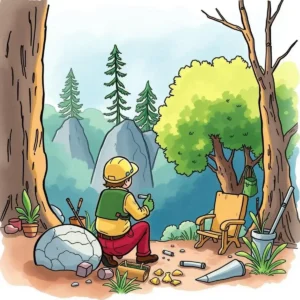 Person analyzing data in a natural setting, symbolizing process improvement.