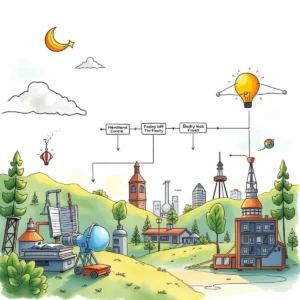 Illustration of process mapping concepts in a creative landscape.
