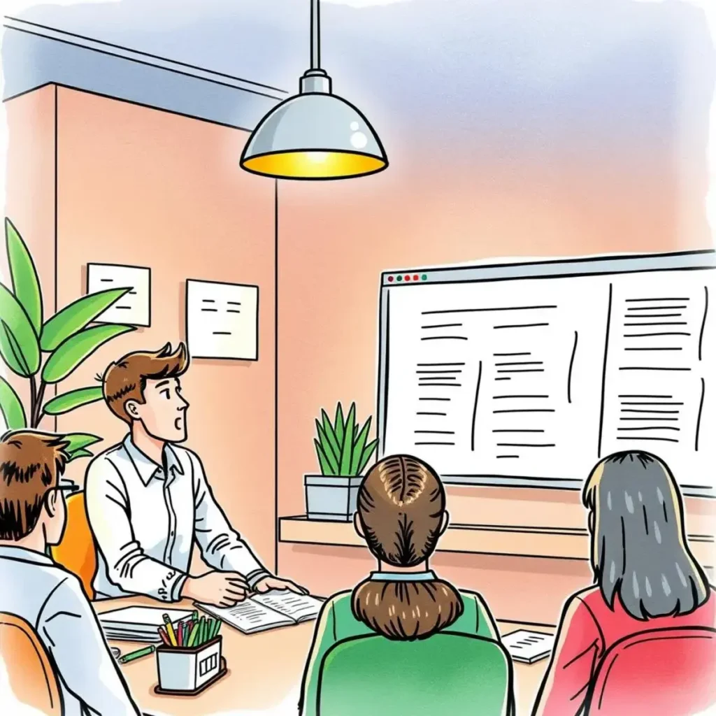 A professional team participates in a Q&A session training using a web utility tool.