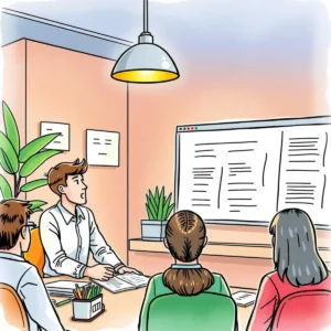 A professional team participates in a Q&A session training using a web utility tool.
