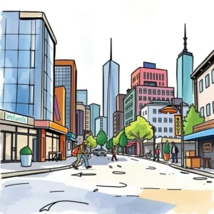Illustration of a vibrant cityscape showcasing potential market opportunities.