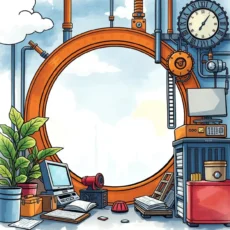 Engineering workspace with tools and documents for project lessons learned.