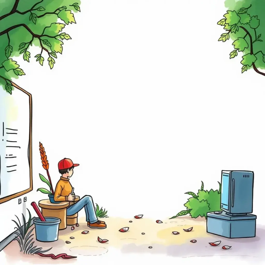 Test case generator: Automatically create test cases based on input data 1 A young person sits pensively by a computer in a serene outdoor setting, surrounded by nature.