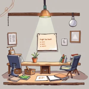 A cozy office workspace for quality assurance criteria development.