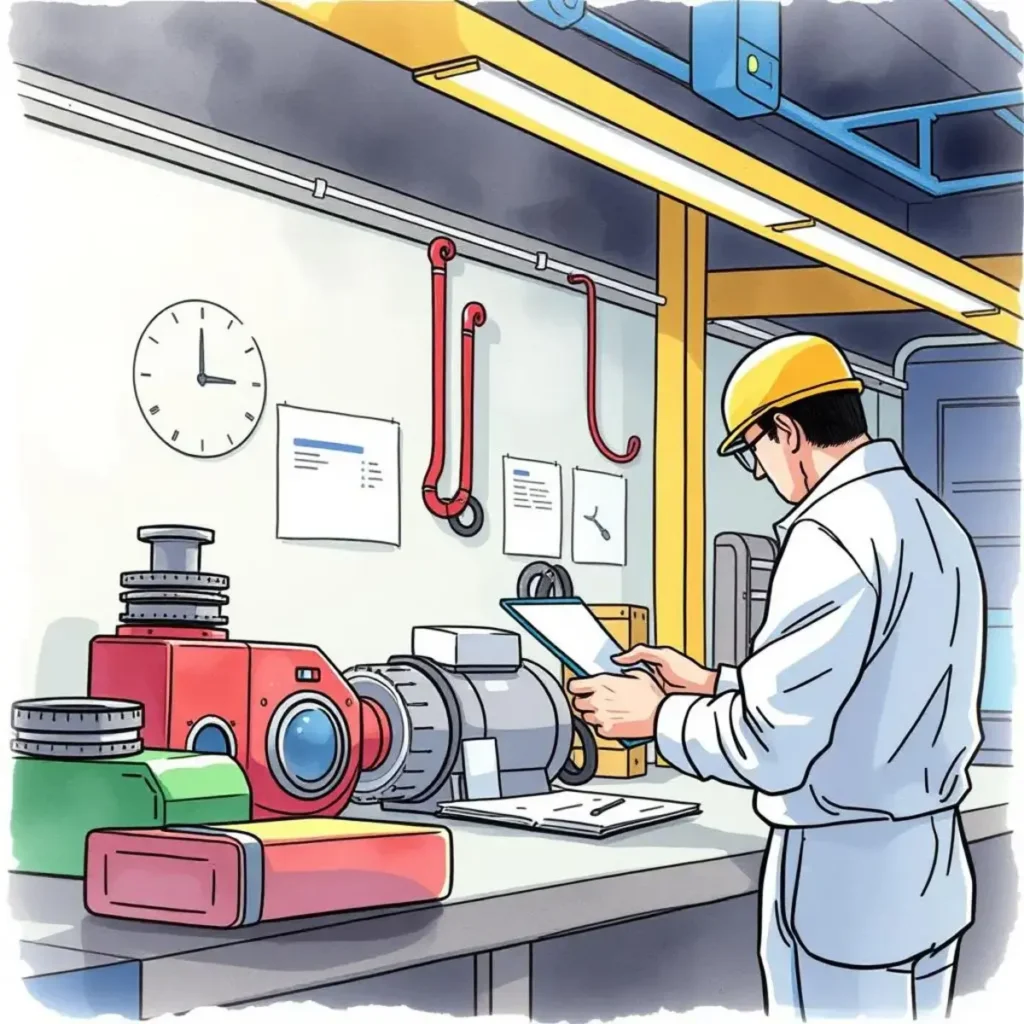Quality deviation identifier: Identify quality deviations from submitted descriptions 1 Engineer reviewing quality deviations among mechanical components in the lab.