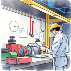Engineer reviewing quality deviations among mechanical components in the lab.