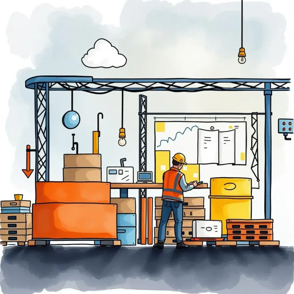 Quality kpi performance analyzer: Create insights on supplier quality metrics 1 A quality engineer analyzes supplier metrics in a warehouse setting.