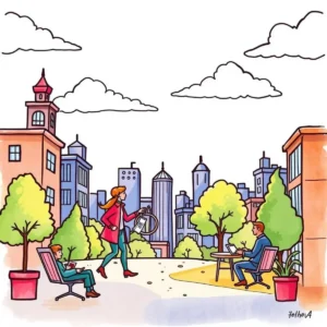 Quick contract review assistant: Generate quick summaries for contract reviews 3 Quick Contract Review Assistant tool depicted with professionals in an urban park setting.