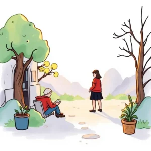 Comment assistance app: Generates comments to facilitate reconciliation reviews 2 Two figures in an outdoor setting, symbolizing communication and collaboration.