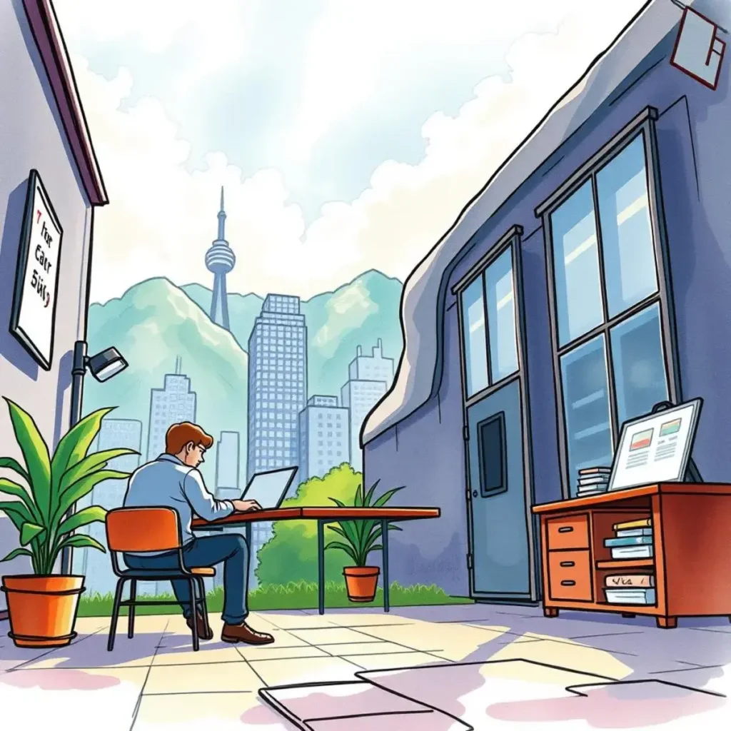 Resume match predictor: Predict closeness of resumes to job descriptions 1 Person analyzing resumes in a serene outdoor office setting.