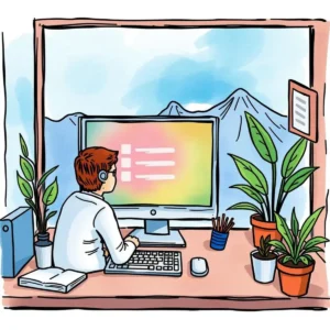 Remote screen viewer: Access and troubleshoot user screens remotely 6 Remote support technician accessing user screen with scenic background.