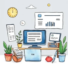 A workspace setup illustrating efficient it support documentation and tasks.