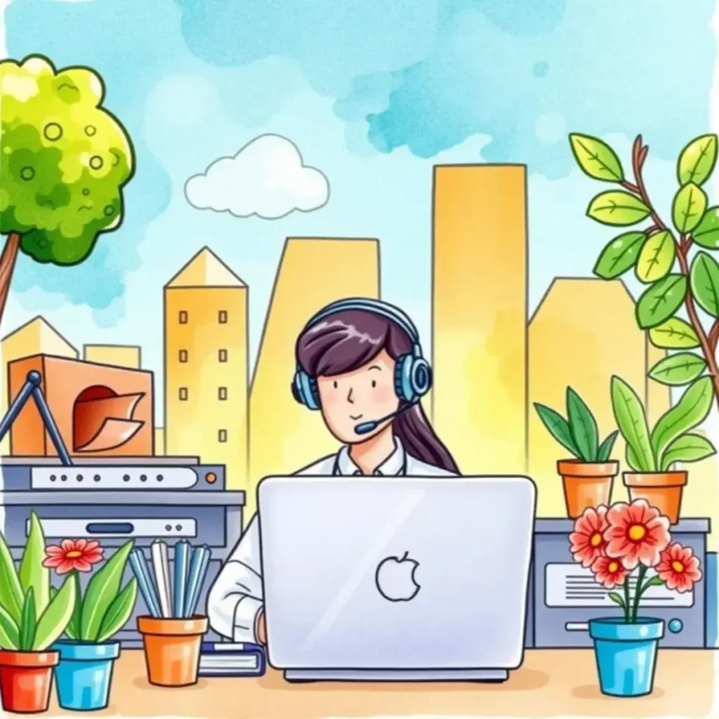 Troubleshooting issue excerpt creator: Summarize helpdesk issues clearly and effectively 1 Technical support specialist working remotely in a vibrant, plant-filled workspace.