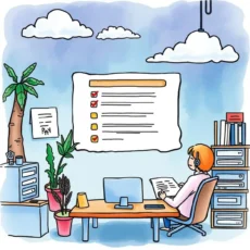 Illustration of a remote support technician creating user documentation.