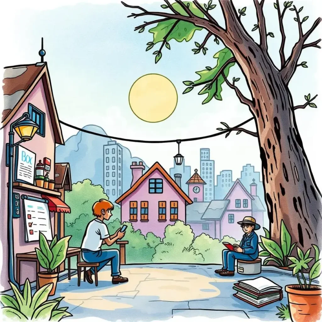 Research focus question synthesizer: Create precise questions for market evaluation 1 A relaxed outdoor scene depicting creative brainstorming for marketing.