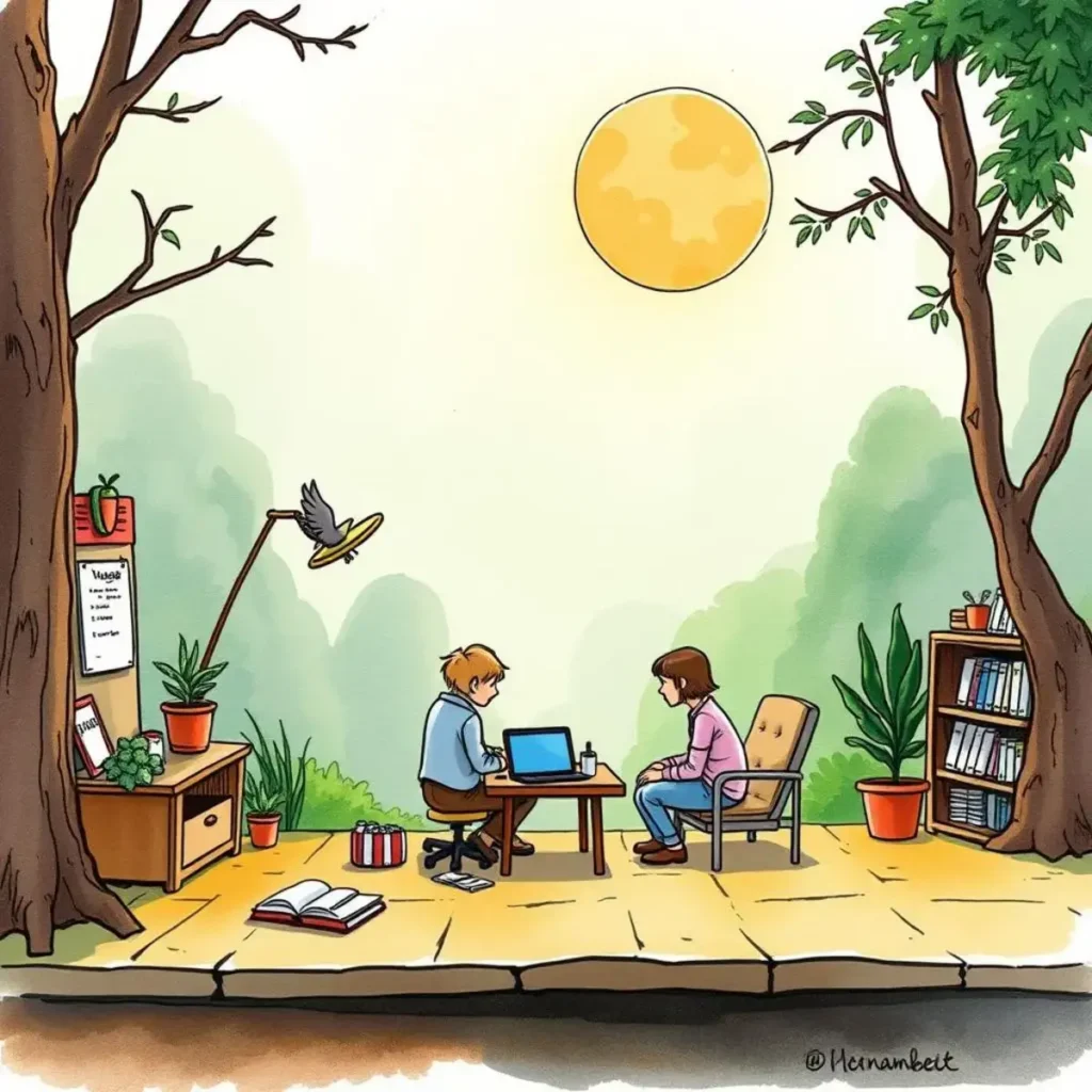 Research question generator: Craft focused questions for market needs 1 Two individuals collaborating outdoors, using a laptop to generate research questions.