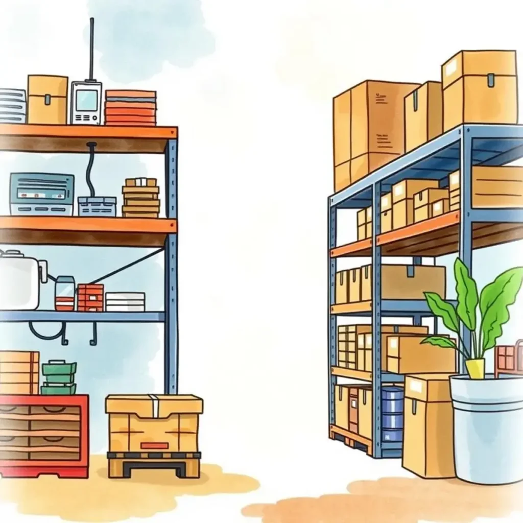 Resource allocation wizard: Allocate resources effectively based on needs 1 Illustration of organized shelving units in an inventory storage area.