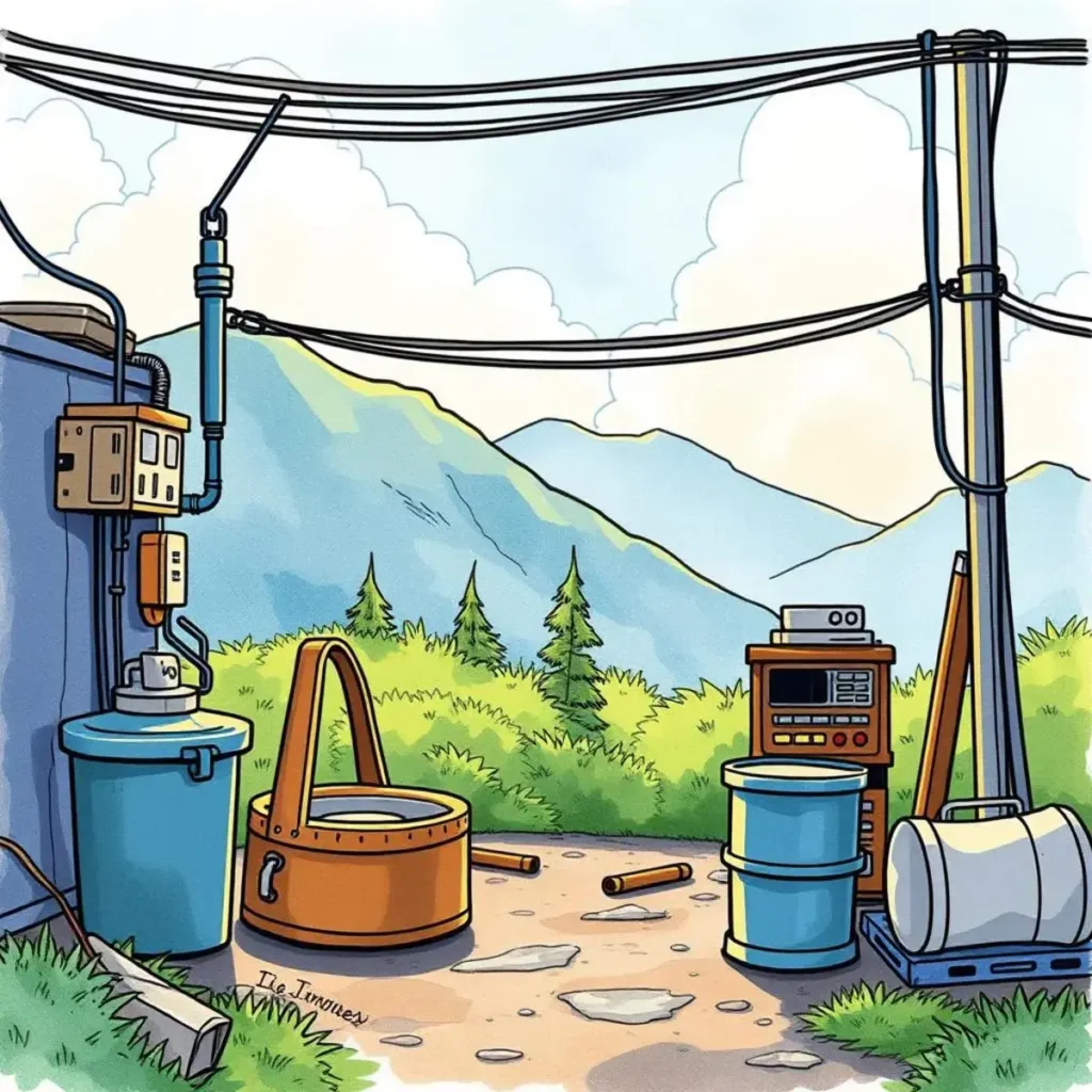 Resource usage analyzer: Analyze resource usage patterns for informed allocation decisions 1 Illustration of a facility showcasing resource monitoring equipment in nature.