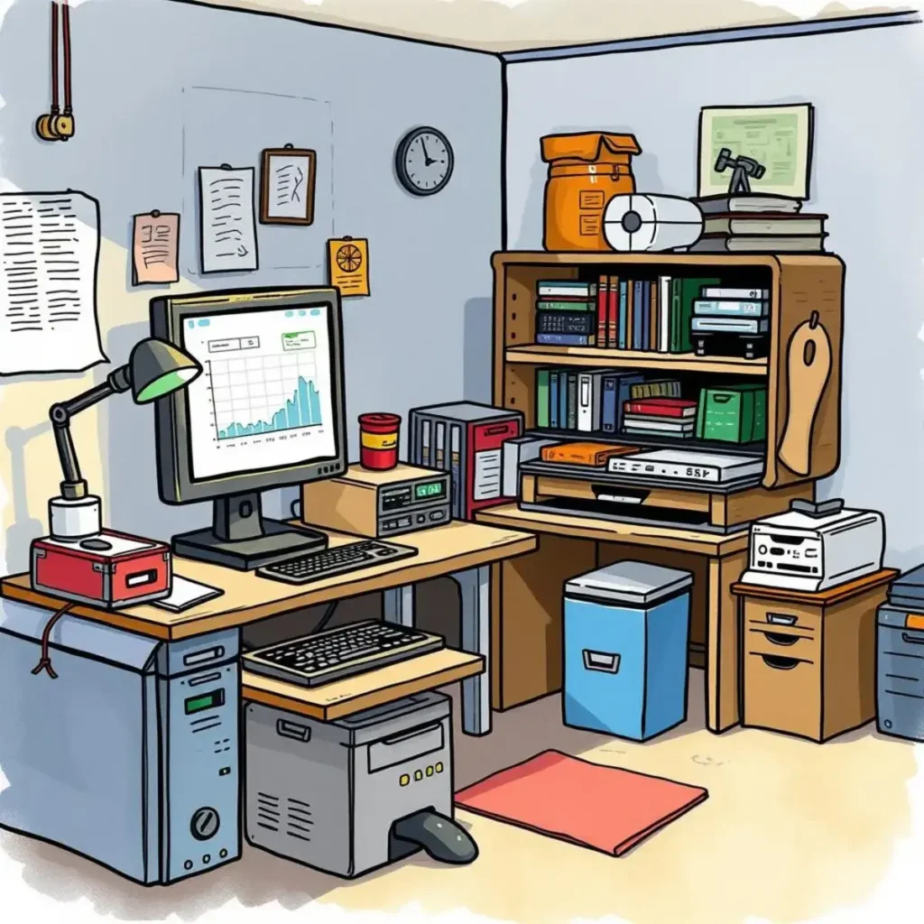 Resource utilization evaluator: Analyze resource utilization for efficiency 1 Illustration of a well-organized workstation for resource analysis.