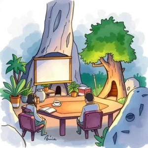 Two people in an outdoor setting discussing feedback optimization.