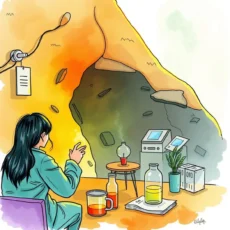 Scientist observing experiments in a laboratory setting with test equipment.