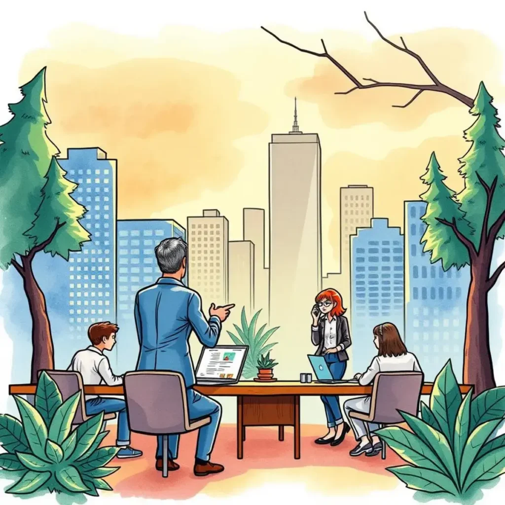 Resume comparison tool: Compare multiple resumes for best candidates 1 Comparing resumes in a collaborative meeting with a city skyline in the background