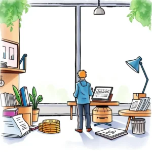 Budget forecast collector: Gather text inputs for budget estimation 6 Person analyzing budget data at a workspace with financial materials.