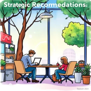 Revenue Impact Simulator discussion in a bright office with plants and two people collaborating.