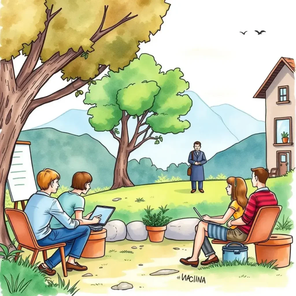 Review extractor: Pull key comments from training evaluations 1 Employees participating in outdoor training session, focusing on feedback discussions.