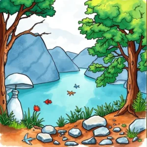Risk assessment trend analyzer: Identify patterns in environmental risks 6 Colorful landscape featuring a serene lake surrounded by trees and rocks.
