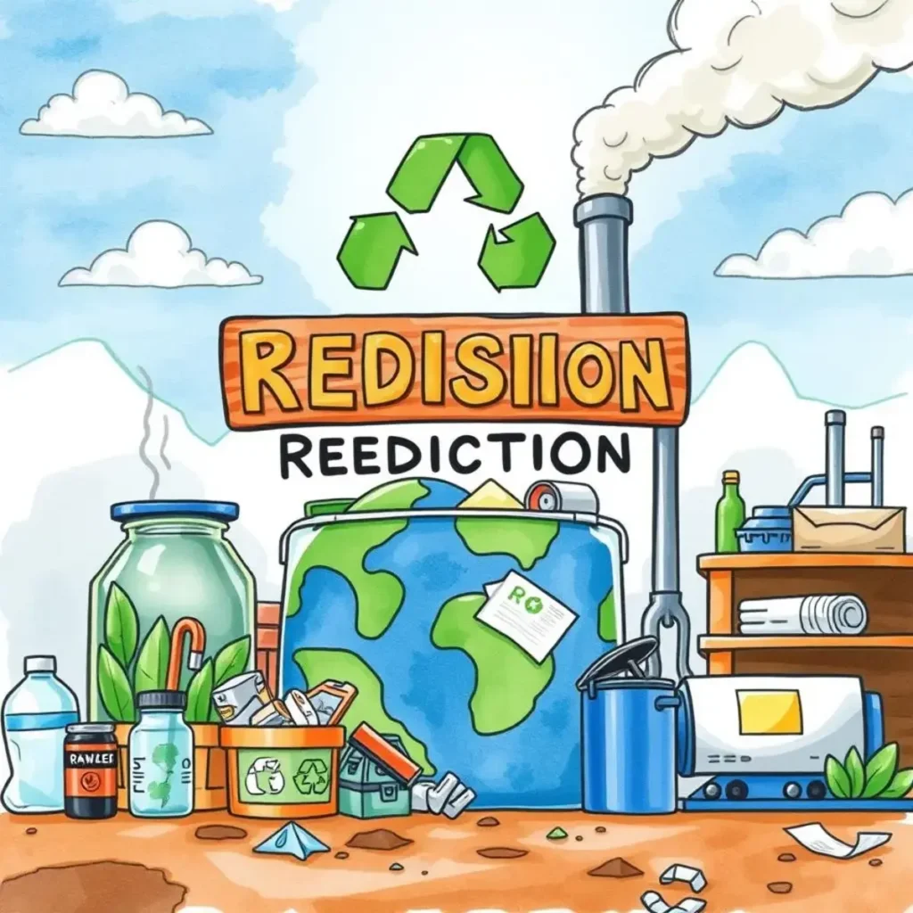 Root cause analysis collaborator: Collaboratively identify core issues in waste management 1 Illustration depicting waste management tools and recycling concepts.