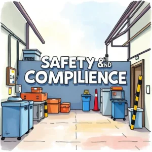 Illustration of a safe workplace promoting safety and compliance standards.