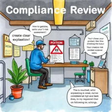 Person sitting at a desk reviewing safety protocols in an office.