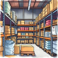 Stockroom filled with organized boxes and inventory supplies