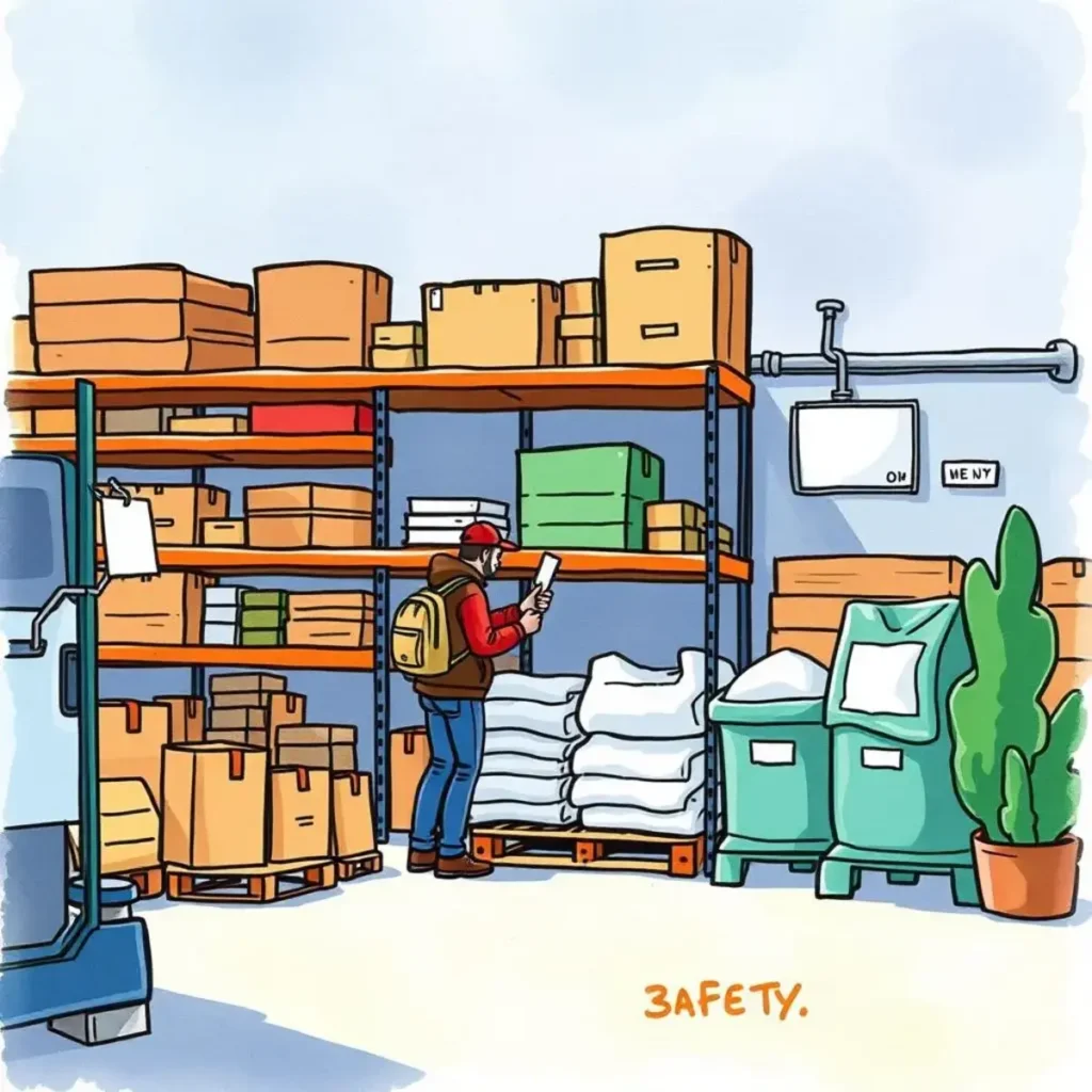 Warehouse worker monitoring inventory levels for restocking needs.