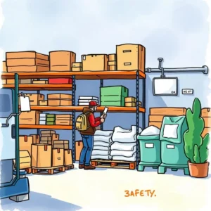Warehouse worker monitoring inventory levels for restocking needs.