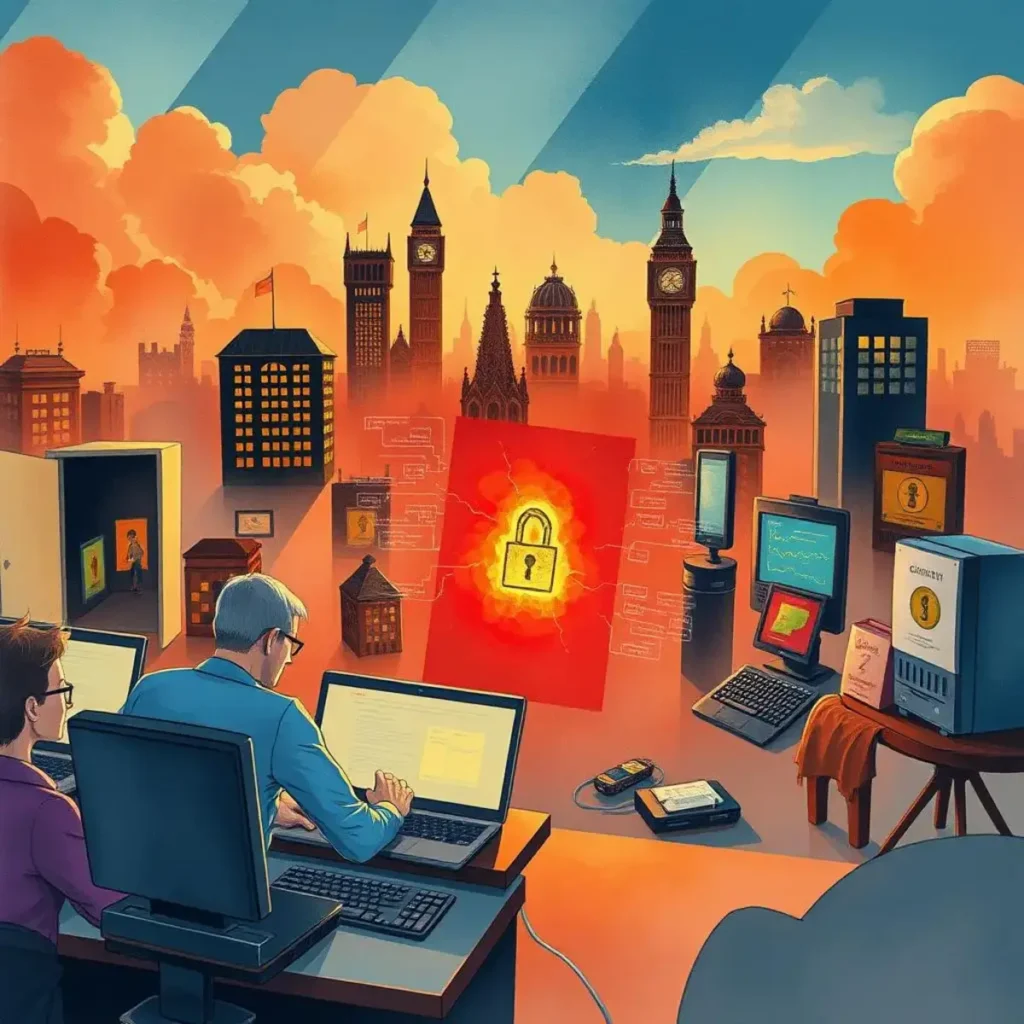 Security breach overview creator: Produce overviews of security breach events 1 Cybersecurity analysts reviewing a security breach overview in an urban setting.