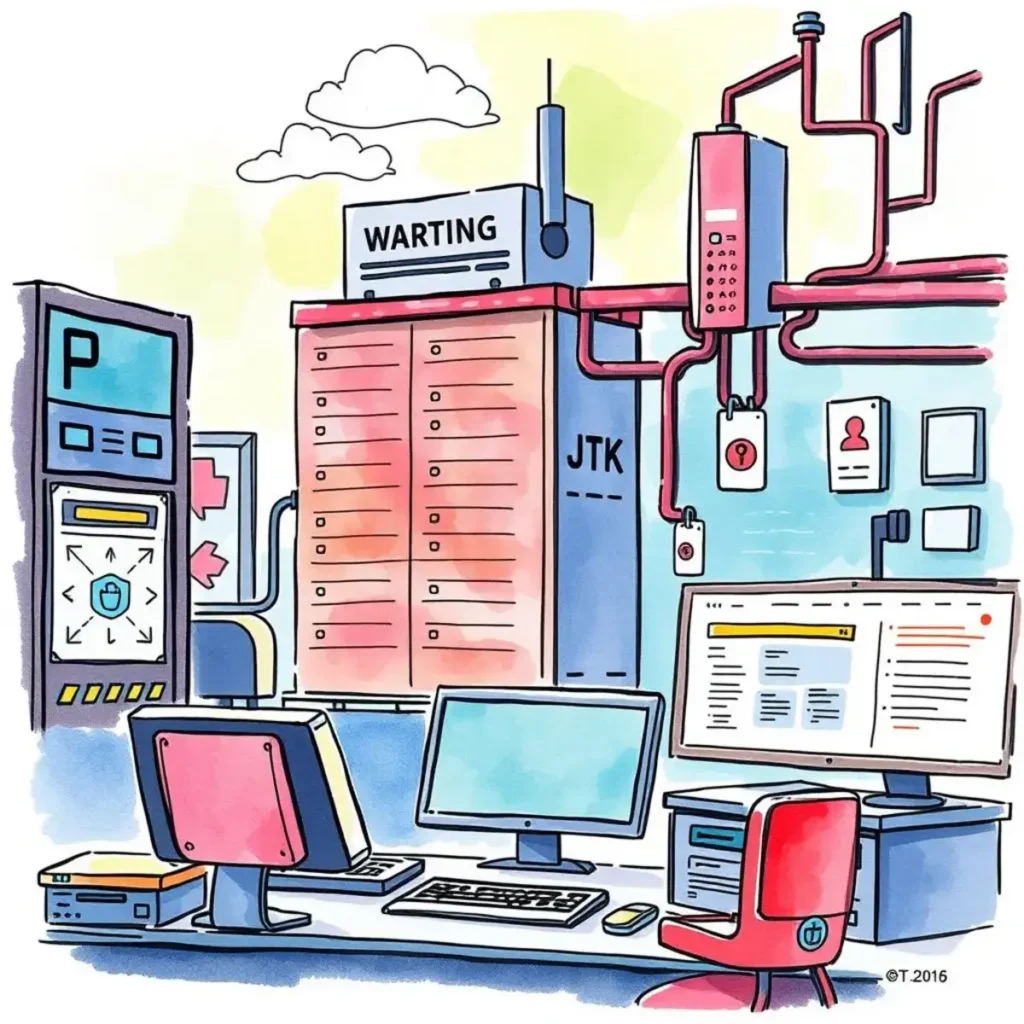 Risk prioritization assistant: Prioritize risks based on severity inputs 1 Colorful it workspace illustrating risk management and security monitoring tools.