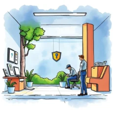 A secure training environment with personnel discussing insights generated from evaluations