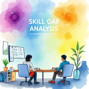 Employee training session focused on skill gap analysis in a modern office setting.