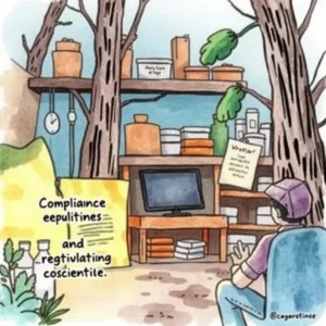 Stakeholder messaging formatter: Generate clear communication messages 6 A researcher reviews compliance resources in a wooded workspace.