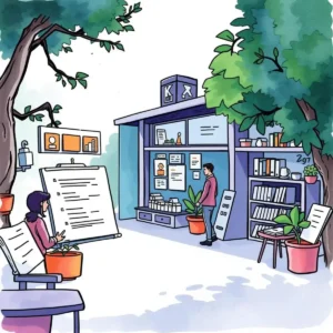 A professional analyzing stakeholder needs in a collaborative outdoor workspace.