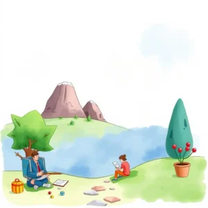 A person studying outdoors by a lake, with mountains and trees in the background, symbolizes usability testing.