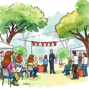 Professionals evaluating stakeholder feedback at a community event gathering.