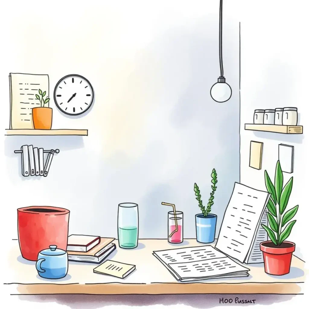 Sop writer assistant: Assist in drafting detailed SOPs quickly 1 A cozy workspace with plants, documents, and productivity tools for sops.