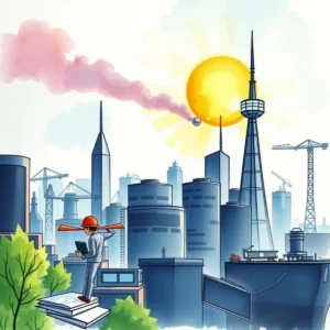 Sales analyst planning strategically in a vibrant urban environment.