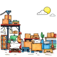 Person organizing supplies in a warehouse for quality management insights.